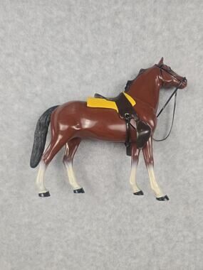 Vintage Hartland Plastics Inc Model Horse Figure Brown with Saddle Bridle Harnes